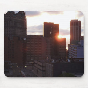 Detroit Skyline Early in the Morning Mouse Mat