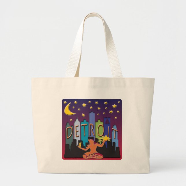 Detroit Skyline Mega Colour Large Tote Bag (Front)