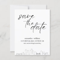 Detroit Skyline MINIMALIST Save The Date