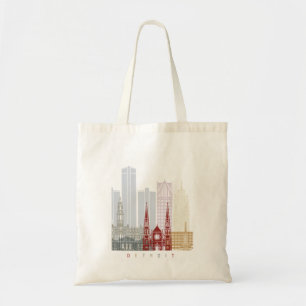 Detroit skyline poster tote bag