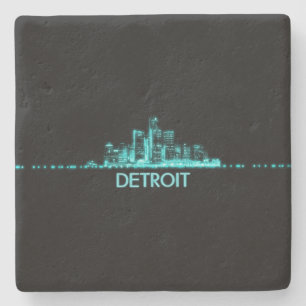 Detroit Skyline Stone Coaster