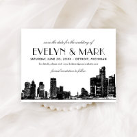 Detroit Skyline Vintage Art Deco Wedding