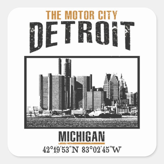 Detroit Square Sticker (Front)