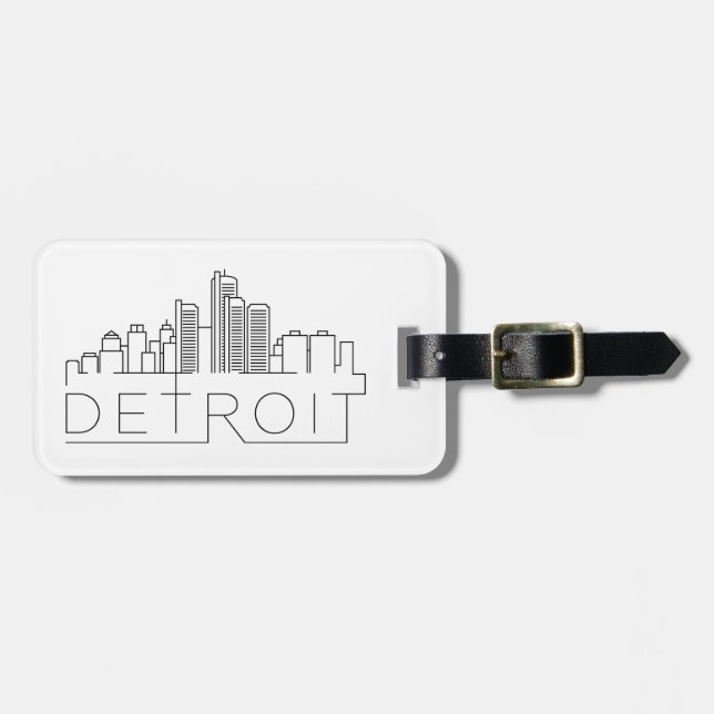 Detroit Stylised Skyline Luggage Tag (Front Horizontal)