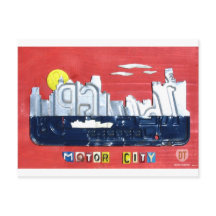 Detroit The Motor City Skyline License Plate Art