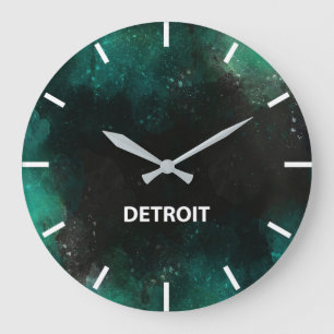 Detroit Time Zone Newsroom Wall Large Clock