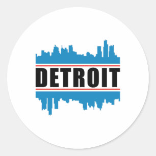 Detroit USA City Cityscape Skyline Funny Gift Idea Classic Round Sticker