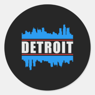 Detroit USA City Cityscape Skyline Trip Funny Gift Classic Round Sticker