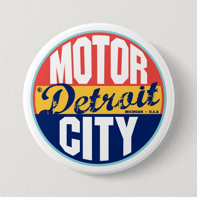 Detroit Vintage Label 7.5 Cm Round Badge (Front)