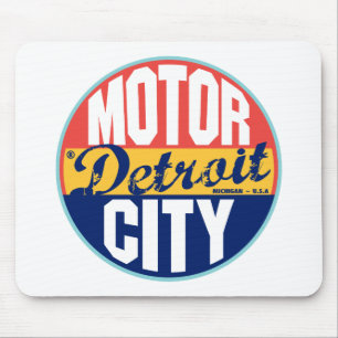 Detroit Vintage Label Mouse Mat