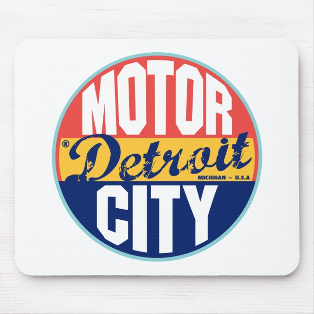 Detroit Vintage Label Mouse Mat (Front)