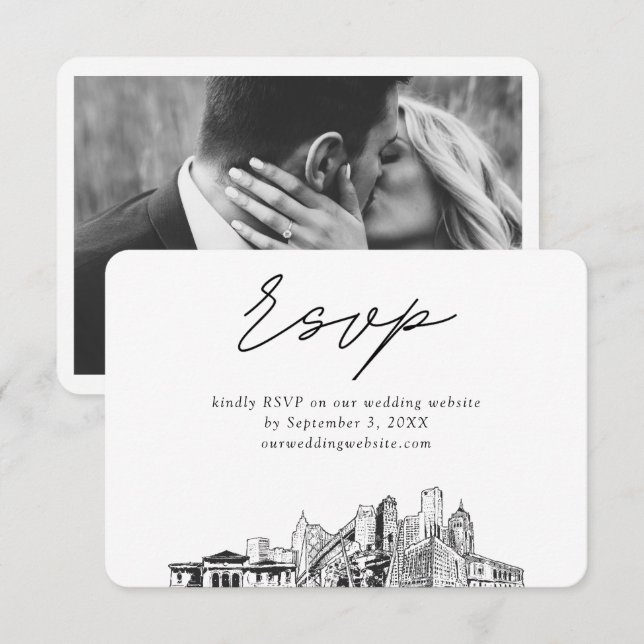 Detroit Wedding RSVP Enclosure Card (Front/Back)