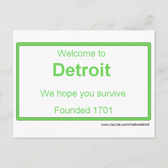 Detroit welcome Postcard (Front)