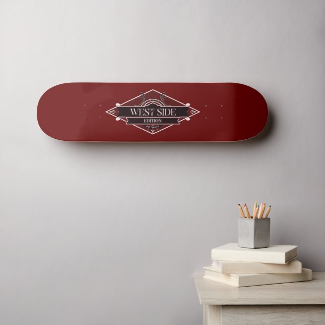 Detroit - West Side   Skateboard (Wall Art (Horz))