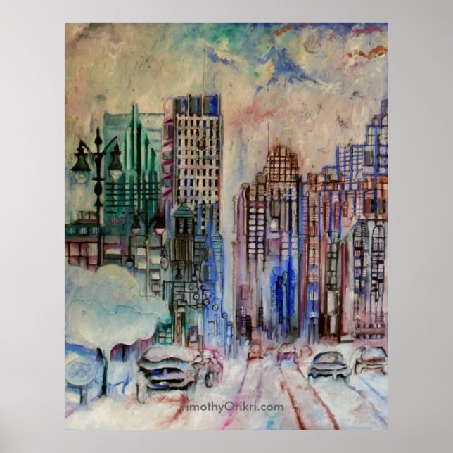 Detroit Wintry Halcyon Canvas Print (Front)