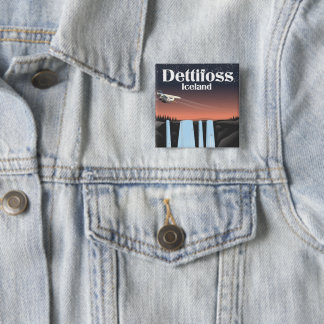 Dettifoss Iceland travel poster. 15 Cm Square Badge