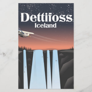 Dettifoss Iceland travel poster. Stationery