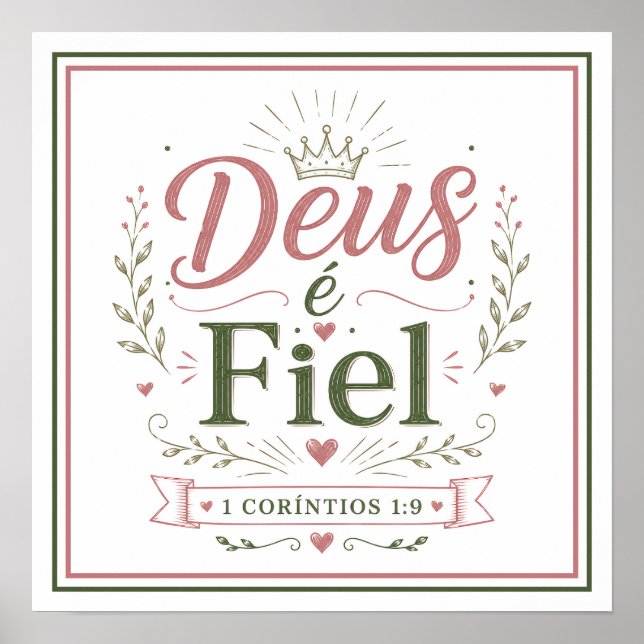 Deus é Fiel Citação Bíblica Frase Cristã Poster (Front)