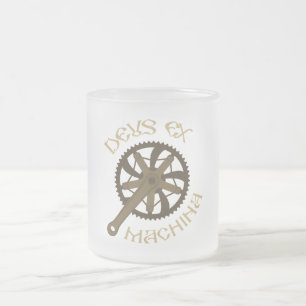 Deus ex machina frosted glass coffee mug