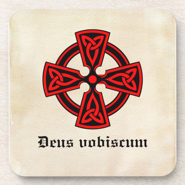 Deus Vobiscum Celtic Cross Coaster (Front)