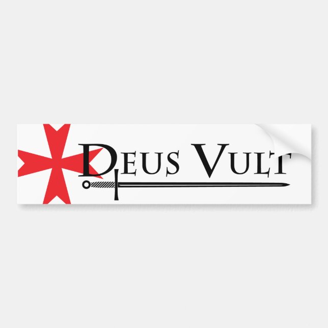 Deus Vult (God Wills It!) Bumper Sticker White (Front)