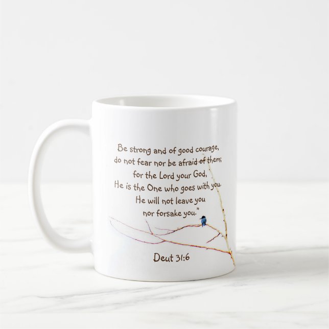Deut 31:6 You are Not Alone Bible Kingfisher Bird  Coffee Mug (Left)