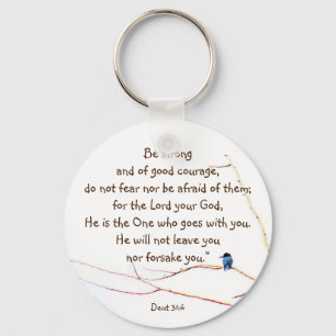 Deut 31:6 You are Not Alone Bible Kingfisher Bird  Key Ring