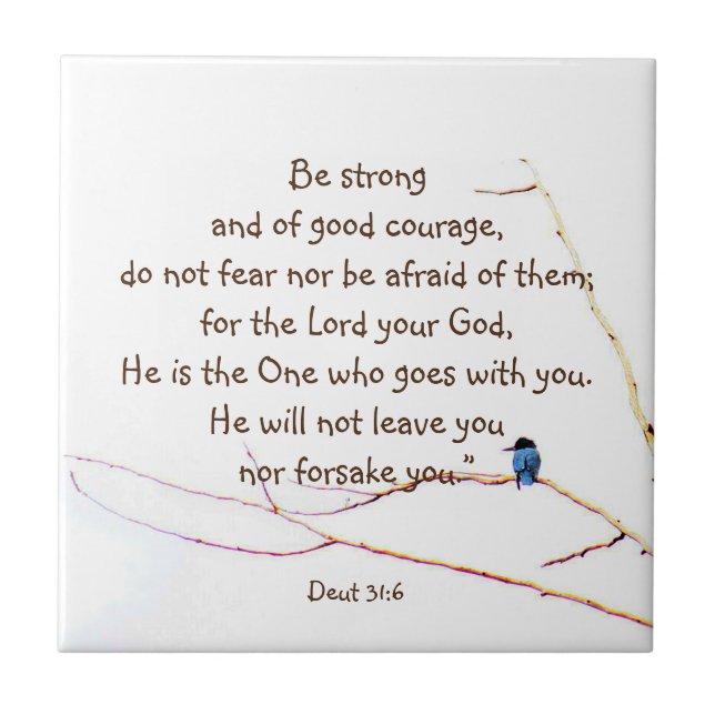 Deut 31:6 You are Not Alone Bible Kingfisher Bird  Tile (Front)