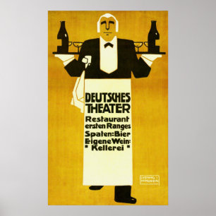 Deutches Theatre Restaurant ~ Vintage Ad Poster