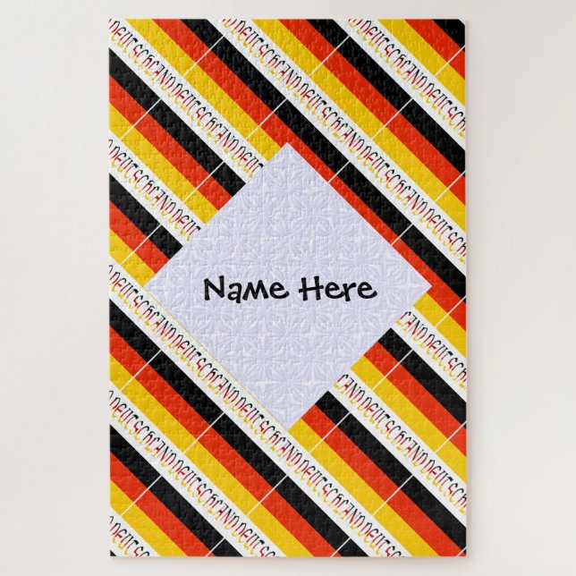 Deutchland and German Flag Tiled with Your Name Jigsaw Puzzle (Vertical)
