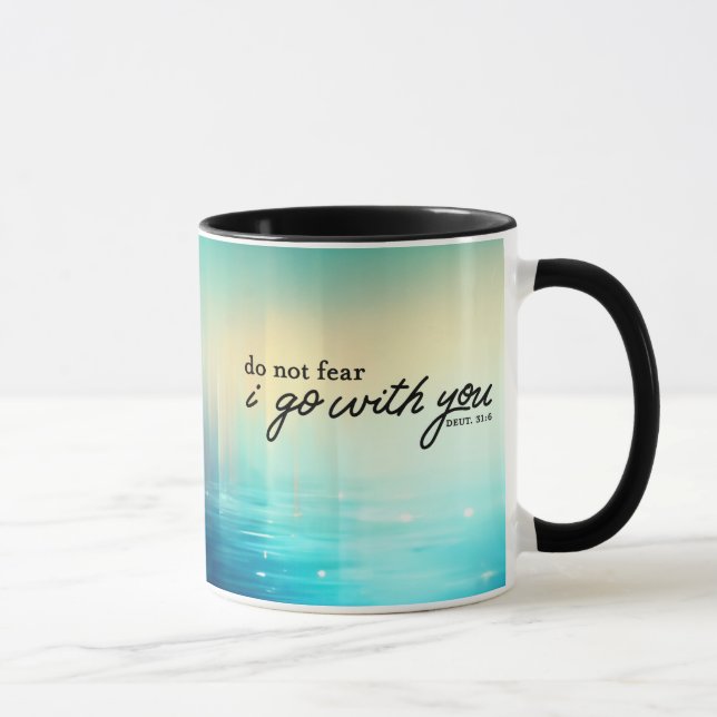 Deuteronomy 31:6 Do Not Fear Bible Verse Blue  Mug (Right)