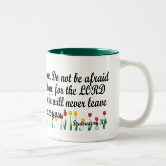 Deuteronomy 31:6 Two-Tone coffee mug