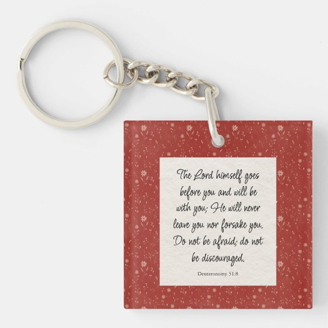 Deuteronomy 31:8 Bible Verse Image Paper Napkin Key Ring (Front)