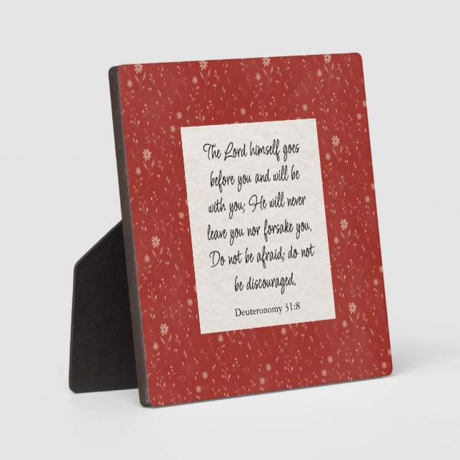Deuteronomy 31:8 Bible Verse Image Plaque (Front)