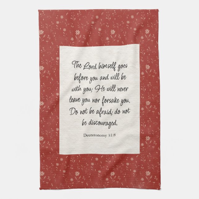 Deuteronomy 31:8 Bible Verse Image  Tea Towel (Vertical)