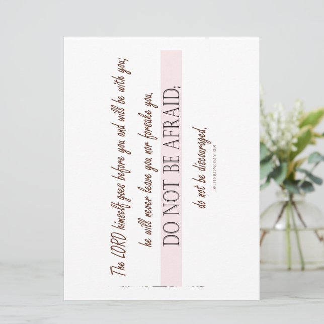 Deuteronomy 31:8, Do Not be Afraid Flat Card (Standing Front)