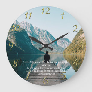  Deuteronomy 31:8 sitting on the dock Large Clock