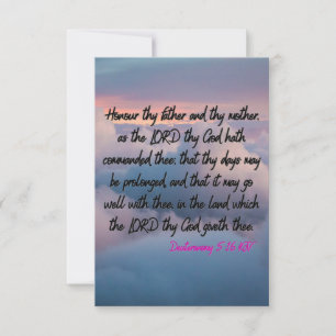 Deuteronomy 5:16 KJV Bible Verse Pic Flat Greeting Card