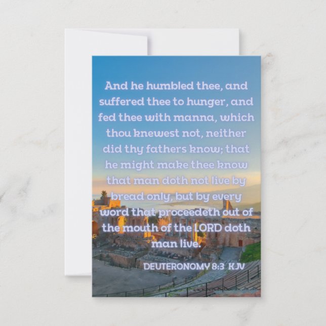 Deuteronomy 8:3 KJV Bible Verse Pic Flat Greeting  Card (Front)