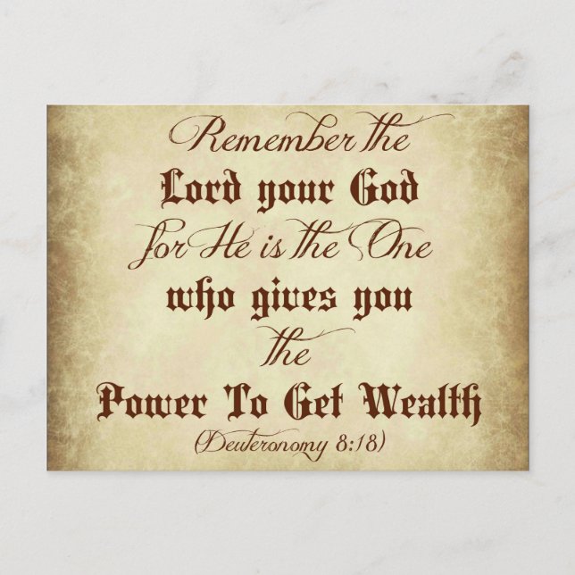Deuteronomy Bible Remember the Lord your God Postcard (Front)