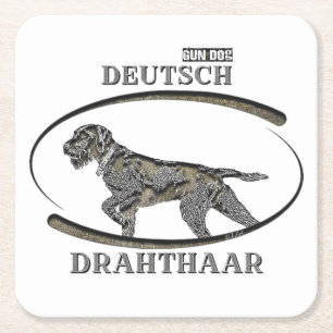 Deutsch Drahthaar , Best gun dog  Square Paper Coaster