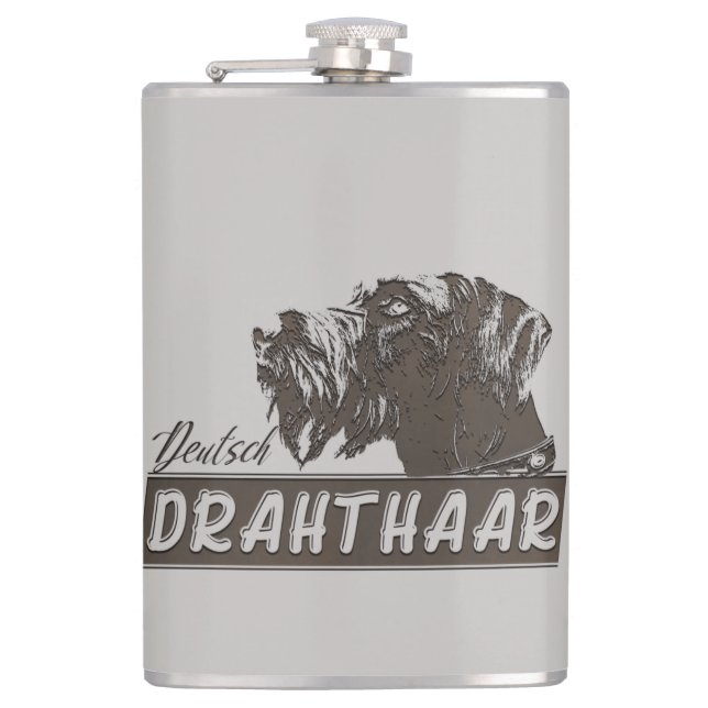Deutsch Drahthaar Hip Flask (Front)