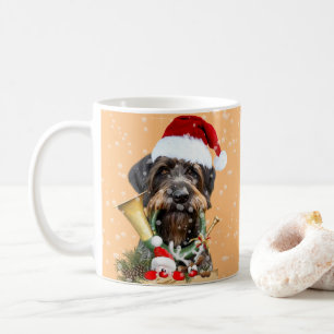 Deutsch Drahthaar, Merry Christmas! Magnet Button Coffee Mug