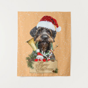 Deutsch Drahthaar, Merry Christmas! Magnet Button  Tapestry