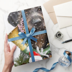 Deutsch Drahthaar, Merry Christmas! Magnet Button Wrapping Paper