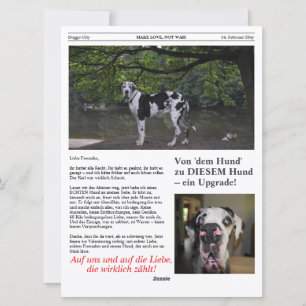 Deutsche Dogg Best Friend Valentine Newspaper Card
