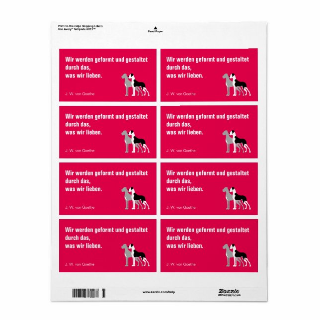 Deutsche Dogge Briefaufkleber (Full Sheet)