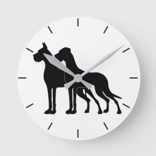 Deutsche Dogge kupiert Wanduhr schwarzweiß Round Clock