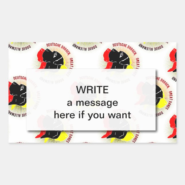 Deutsche Doggen Schwarz Rot Gold Rectangular Sticker (Front)