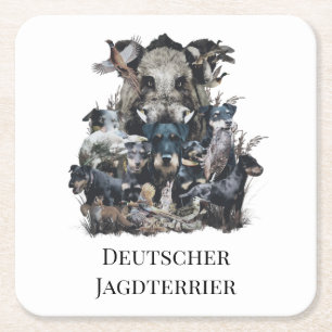 Deutscher Jagdterrier Square Paper Coaster